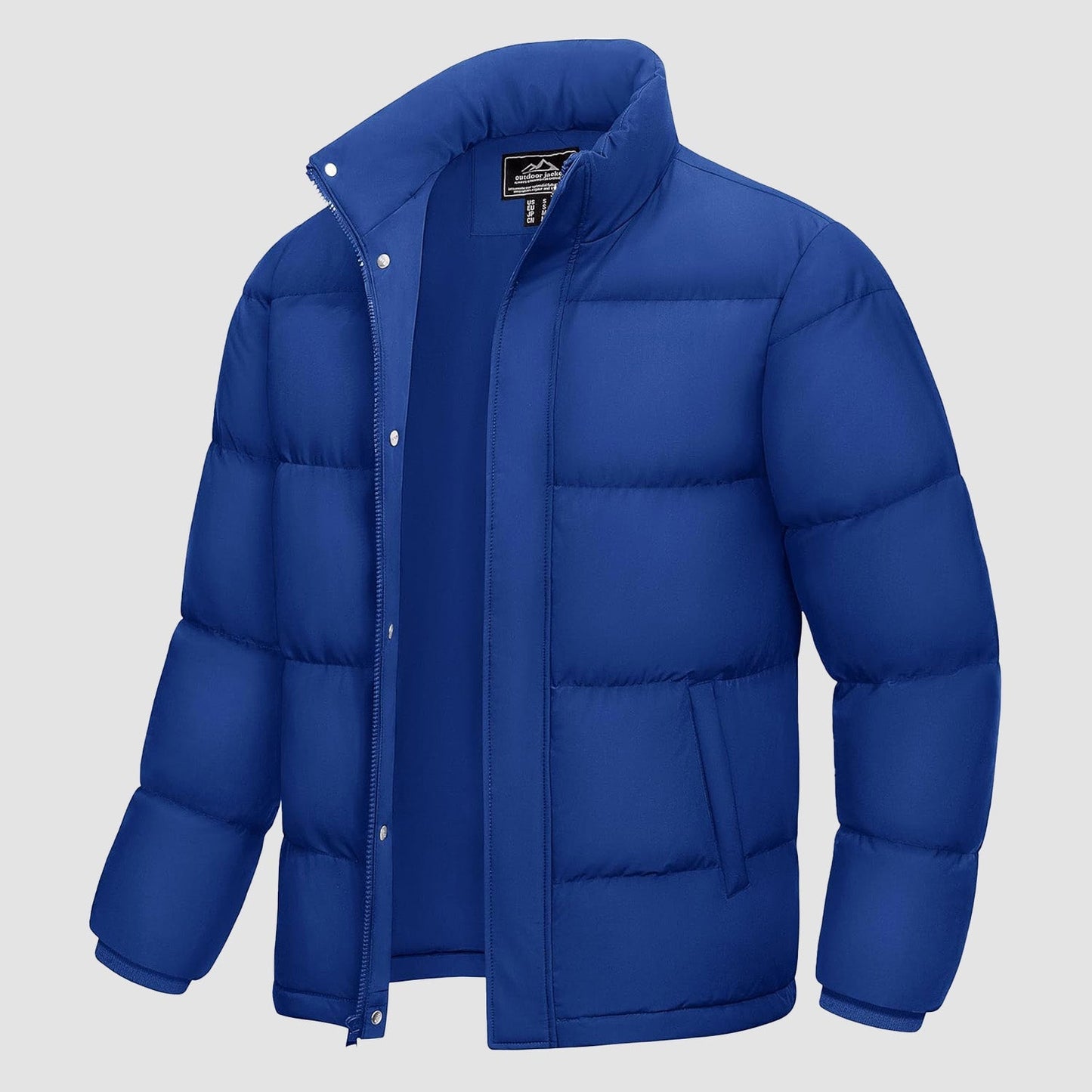 Men's water-resistant windproof duck down puffer jacket, lightweight insulated winter outerwear