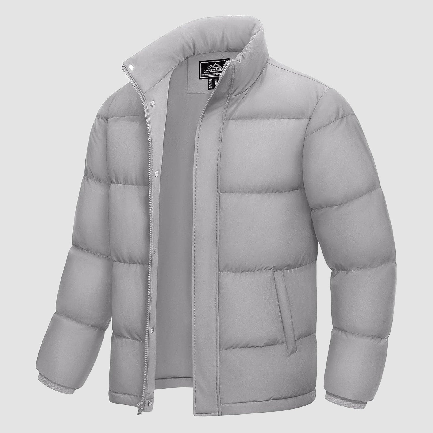 Men's water-resistant windproof puffer jacket with 85% duck down insulation for cold-weather warmth