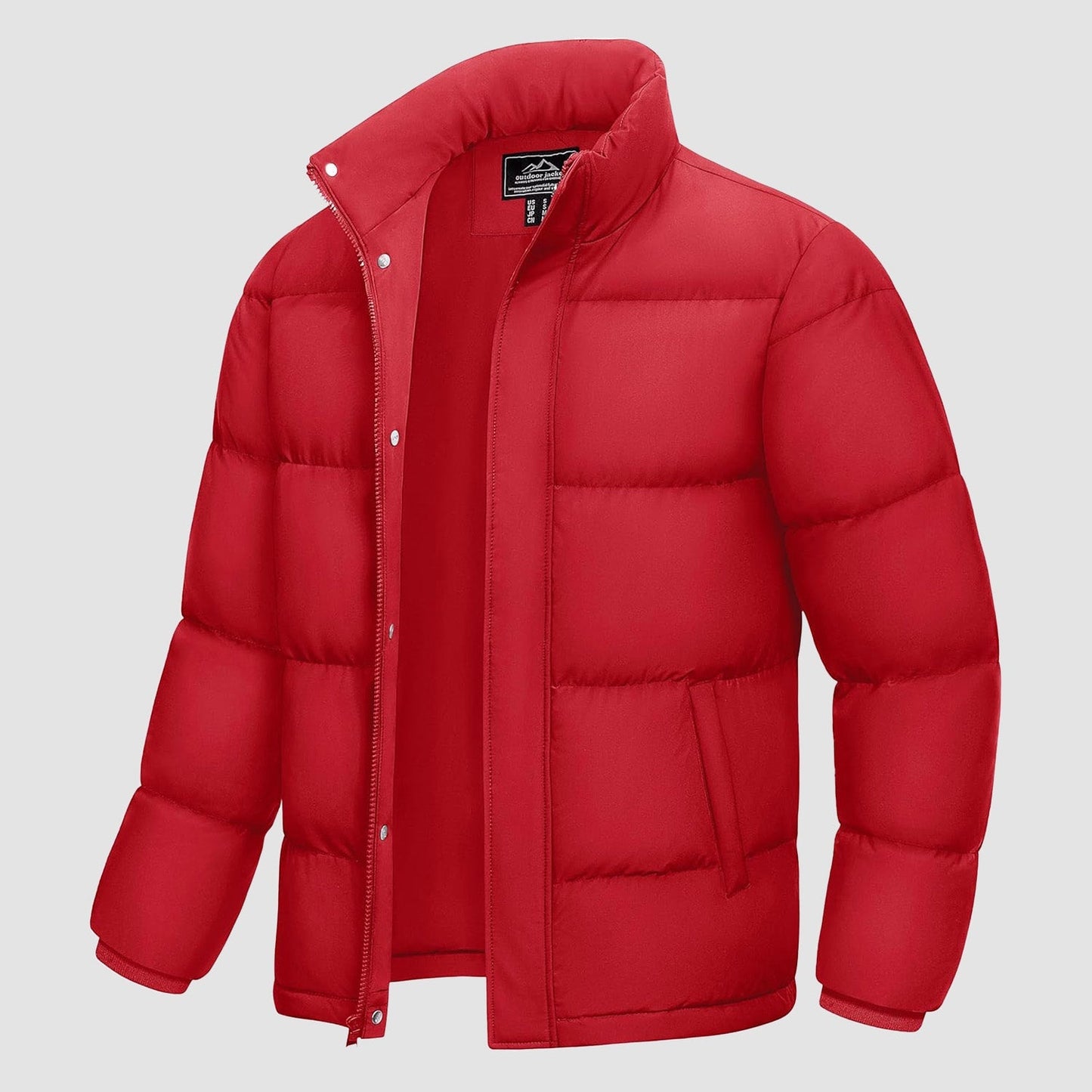Men's water-resistant windproof duck down puffer jacket, lightweight insulated winter outerwear