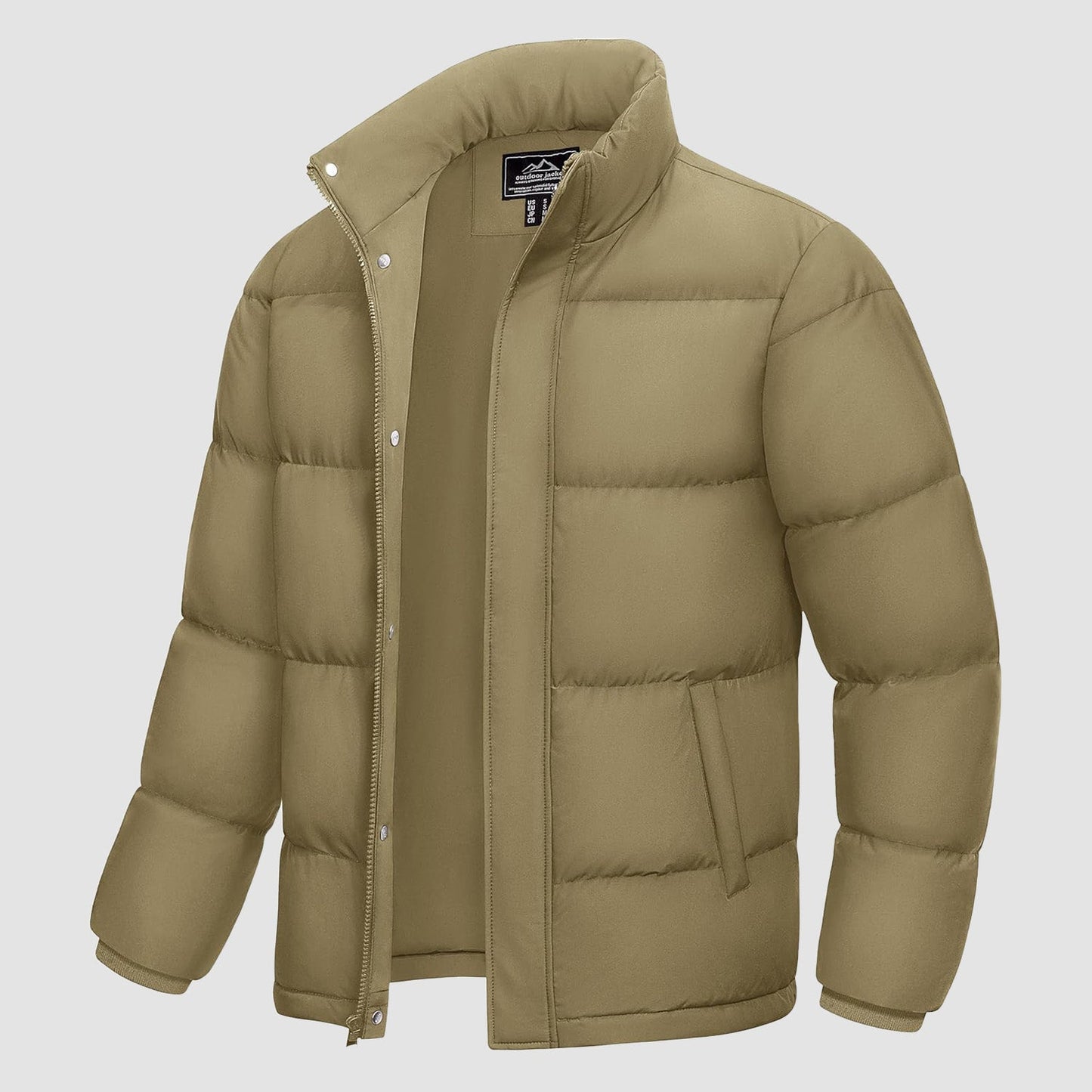 Men's water-resistant windproof down puffer jacket, 85% duck down insulation, lightweight warm fit