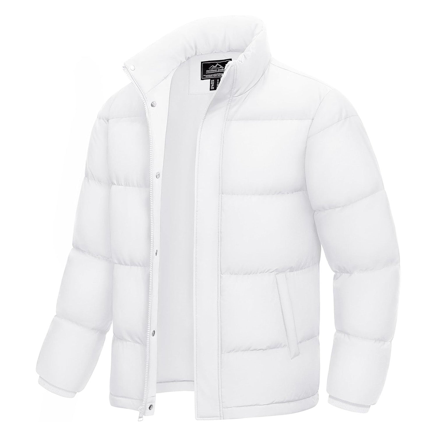 Men's water-resistant windproof puffer jacket with 85% duck down insulation for cold-weather warmth