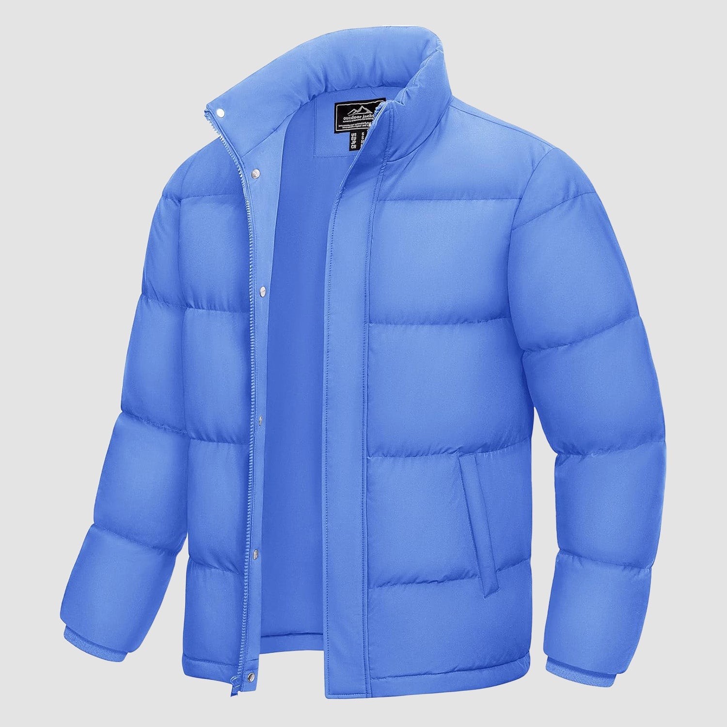 Men's water-resistant windproof puffer jacket with 85% duck down insulation, lightweight quilted design