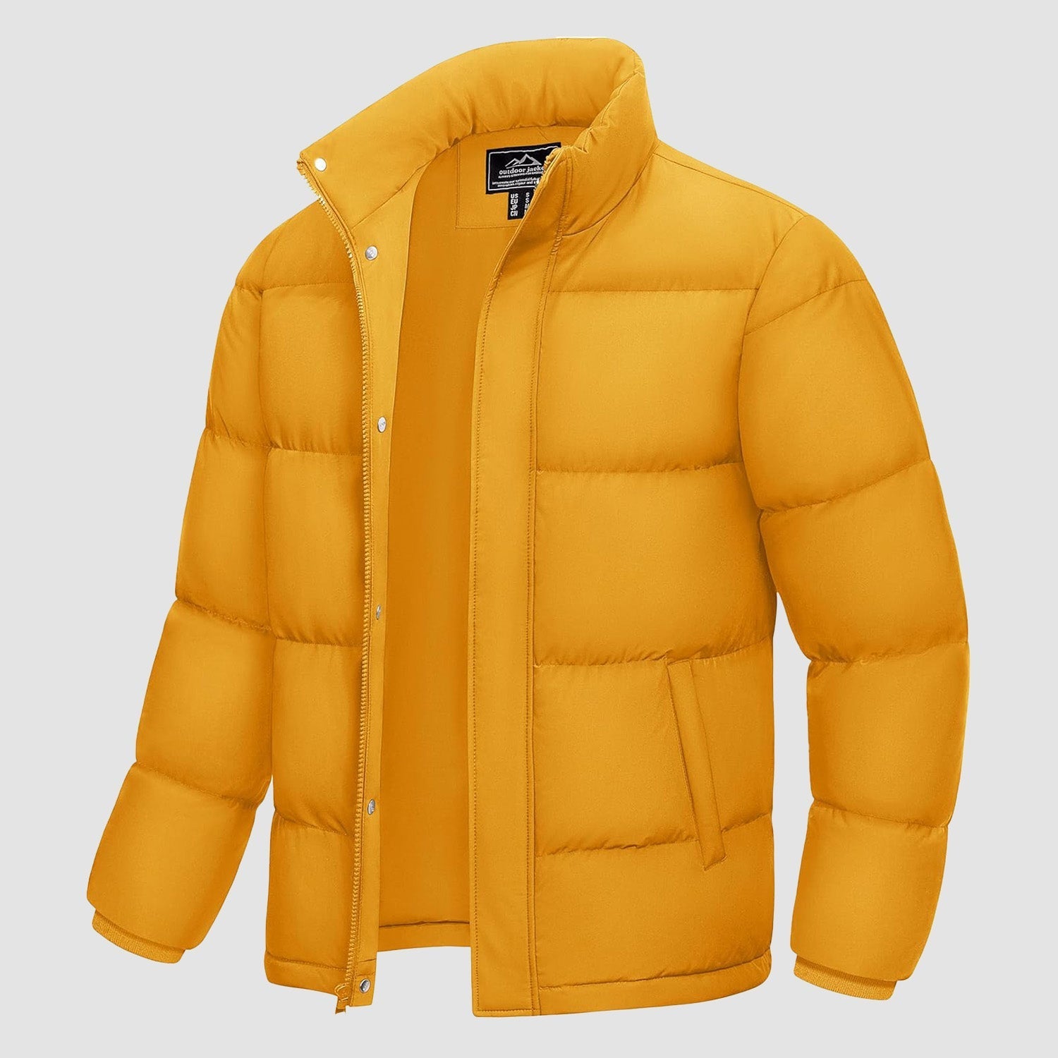 Men's water-resistant windproof puffer jacket with 85% duck down insulation for cold-weather warmth