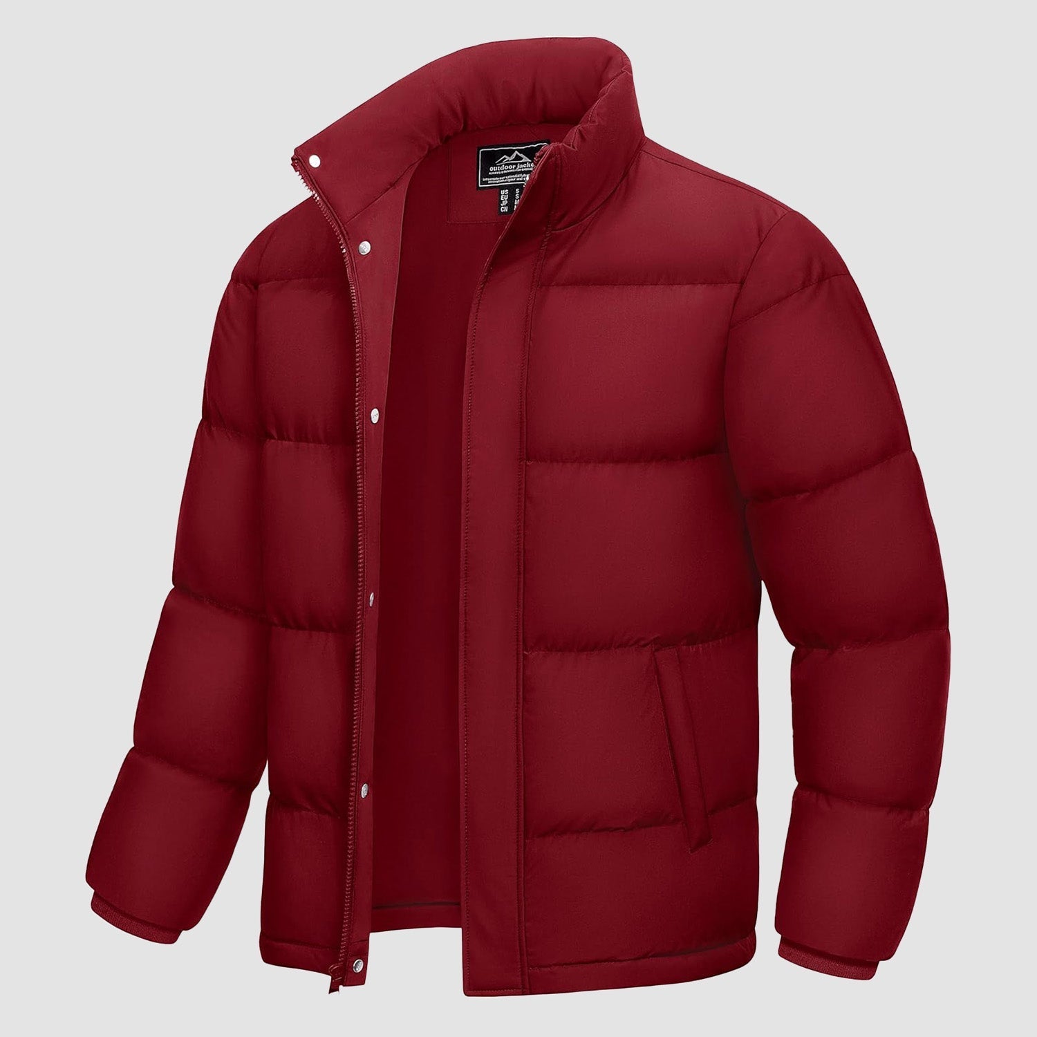 Men's water-resistant windproof duck down puffer jacket, lightweight insulated outerwear for cold weather
