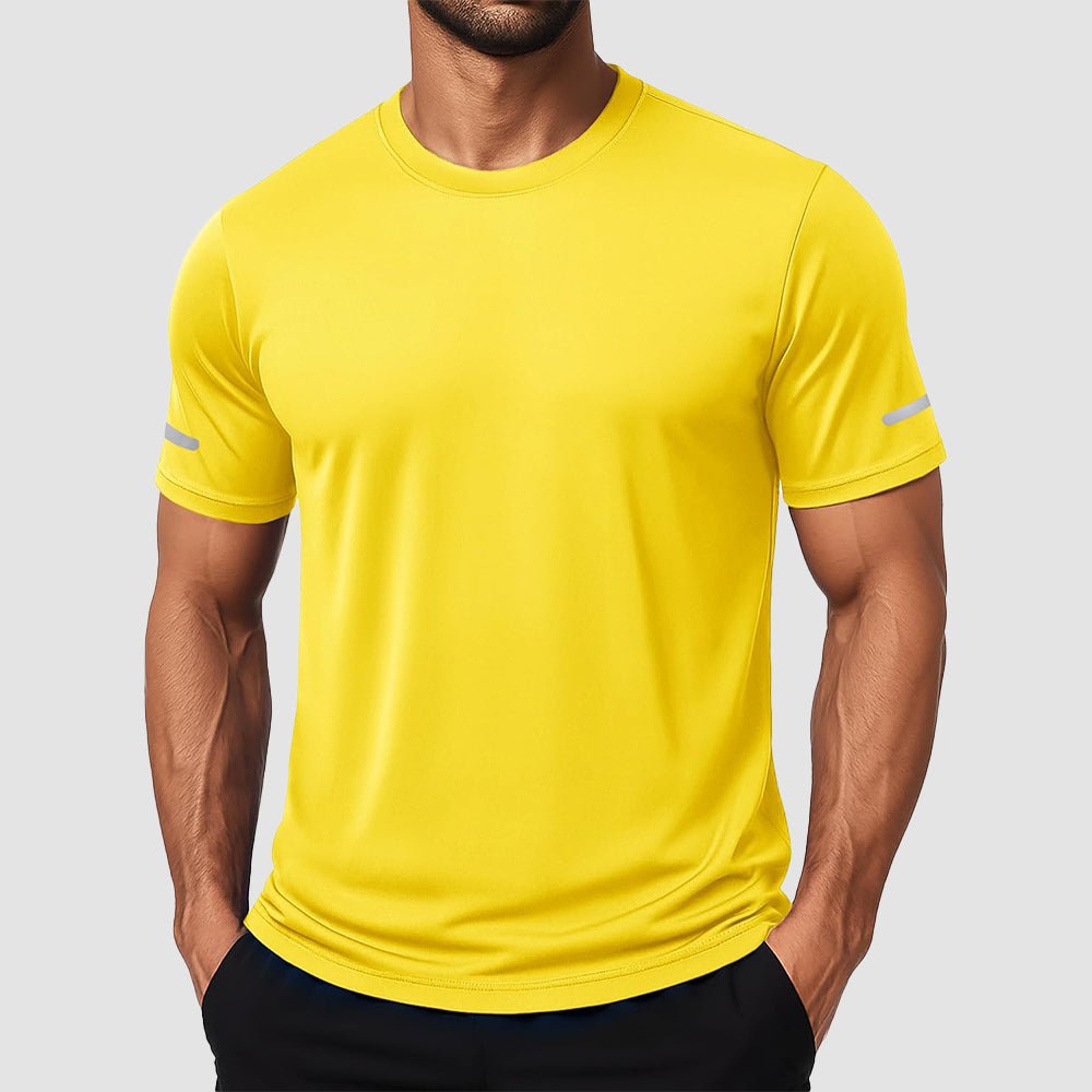 Men's UPF 50+ dry fit training t-shirt, lightweight 4-way stretch polyester, sun protection athletic fit