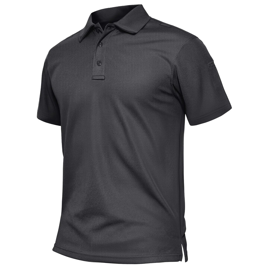 Men's dry fit UPF 50+ polo shirt light blue moisture wicking performance golf workwear pique fabric
