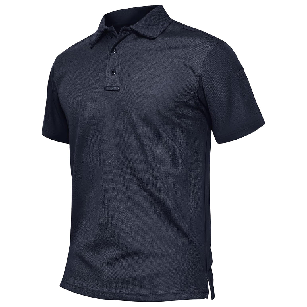 Men's dry fit UPF 50+ golf polo shirt moisture wicking performance breathable pique fabric