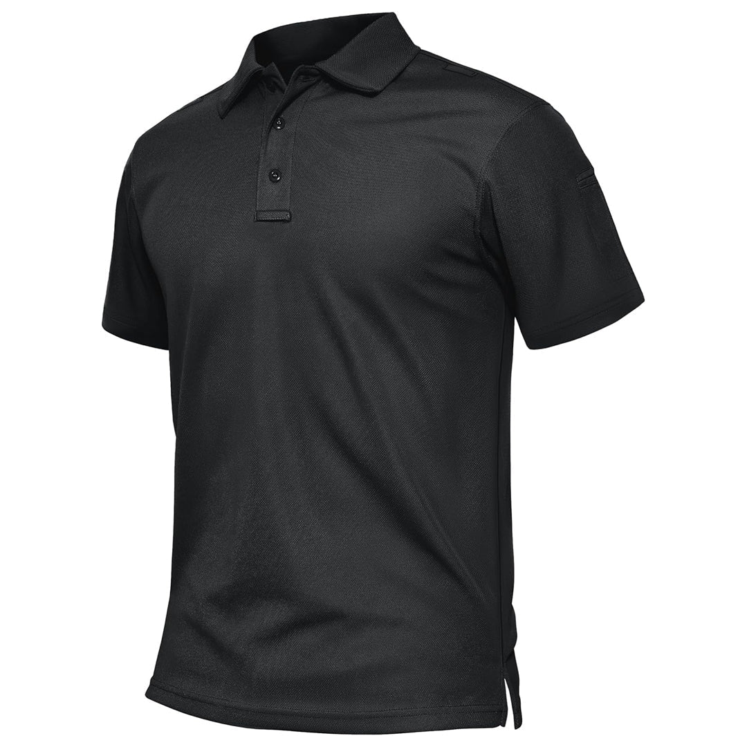 Men's dry fit UPF 50+ polo shirt light blue moisture wicking performance golf workwear pique fabric