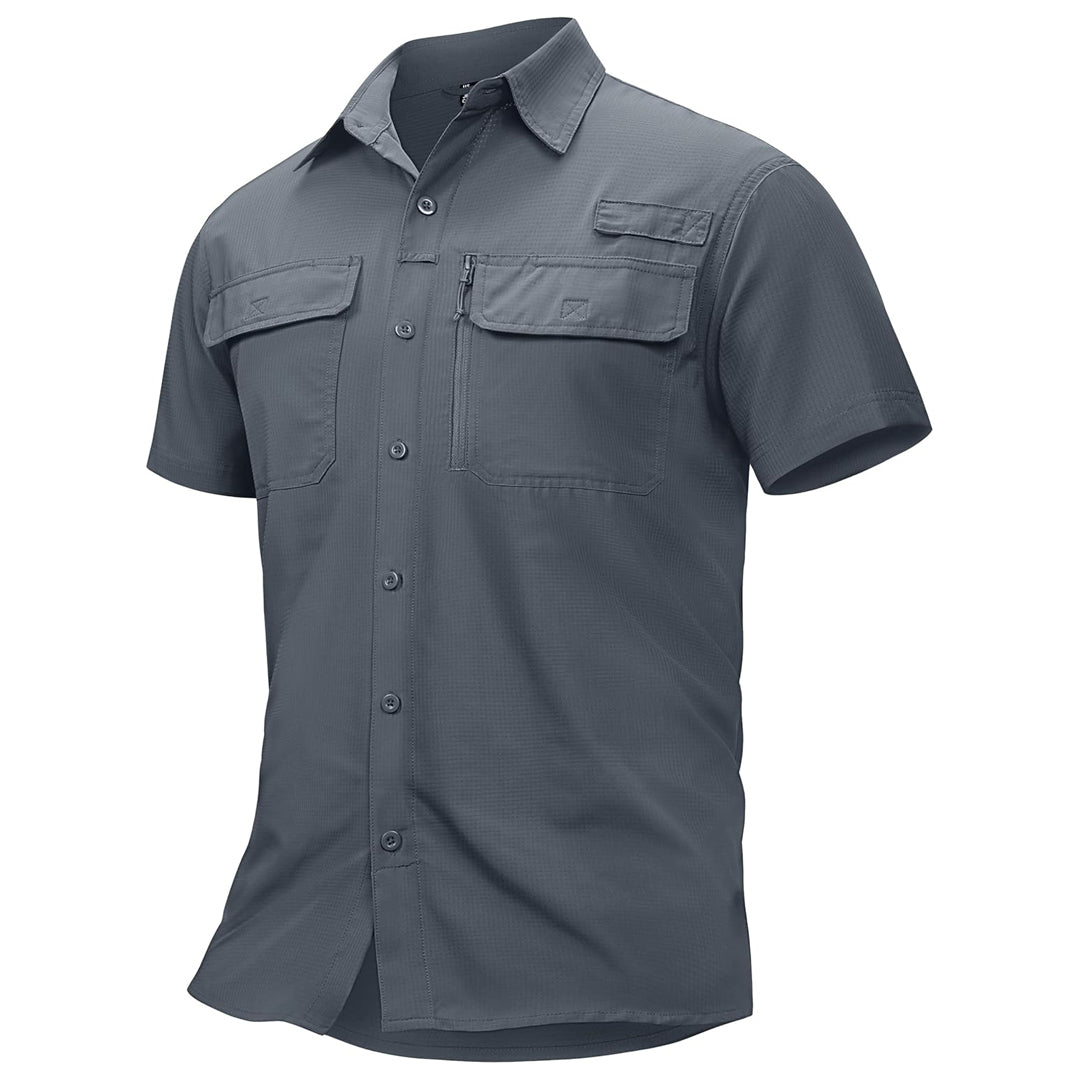 Men's lightweight UPF 50+ fishing shirt, ventilated moisture-wicking polyester for outdoor UV protection
