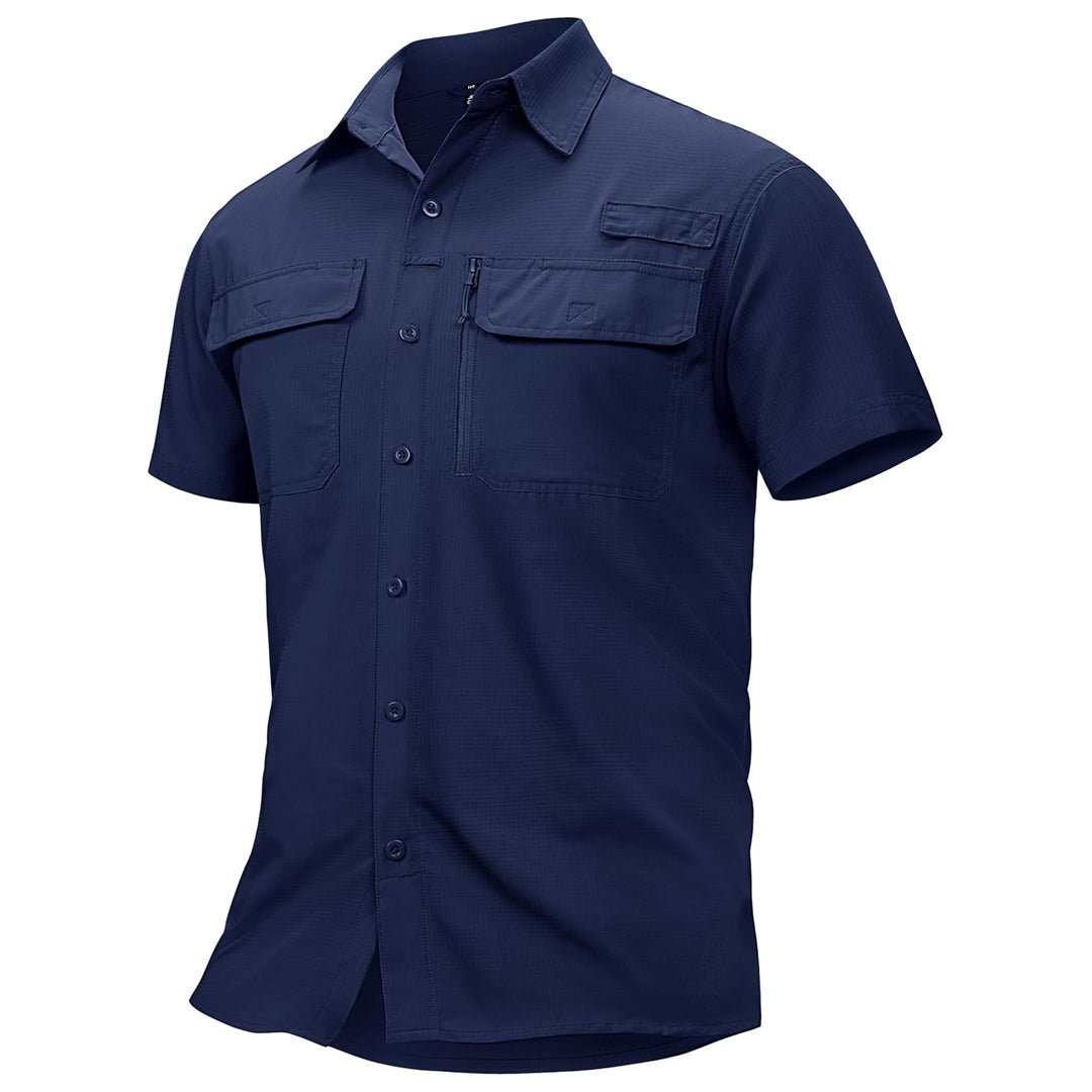 Men's lightweight UPF 50+ fishing shirt, moisture-wicking polyester with ventilated design for outdoor use