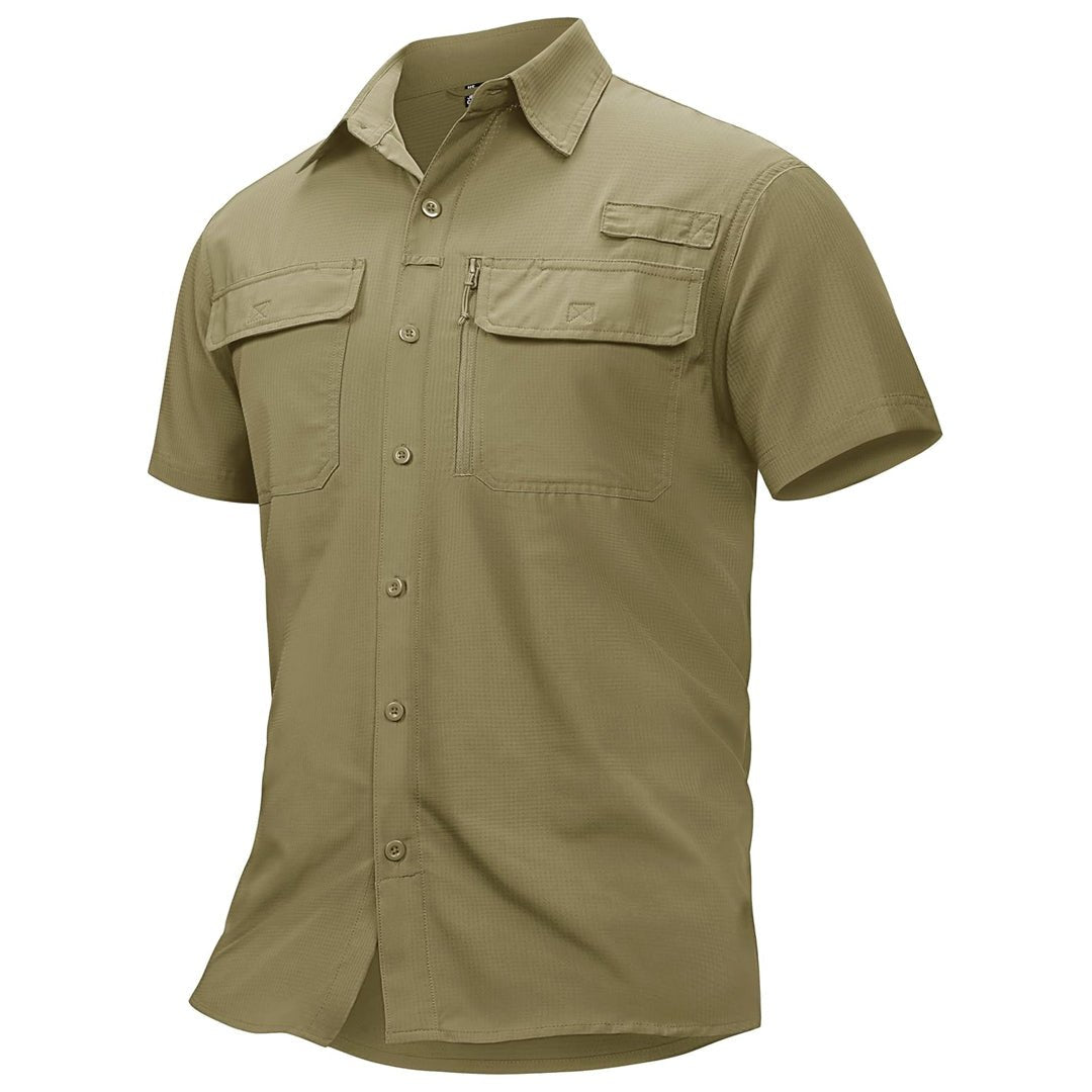 Men's lightweight UPF 50+ fishing shirt, moisture-wicking polyester with ventilated design for outdoor use