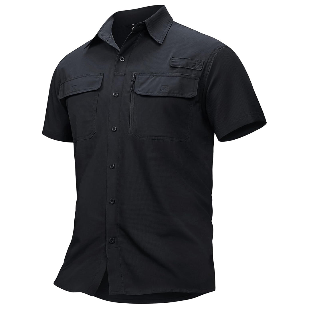 Men's UPF 50+ lightweight fishing shirt, moisture-wicking ventilated outdoor performance top for sun protection