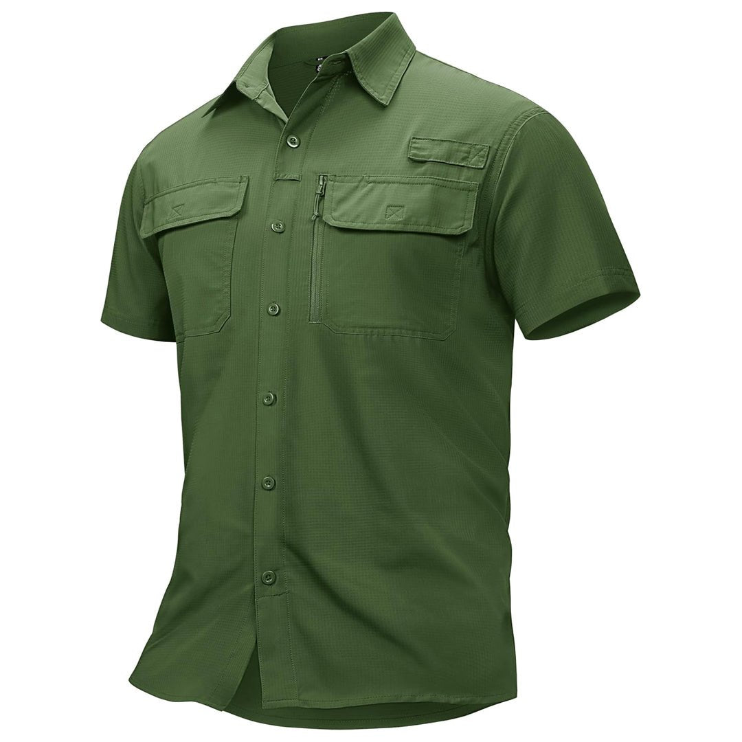 Men's lightweight UPF 50+ fishing shirt, ventilated moisture-wicking polyester for outdoor adventures