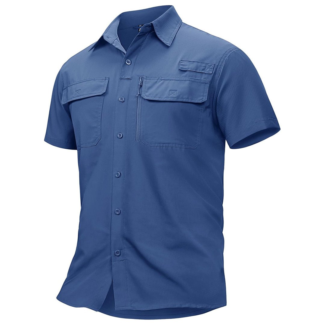 Men's lightweight UPF 50+ fishing shirt, ventilated moisture-wicking polyester for outdoor adventures