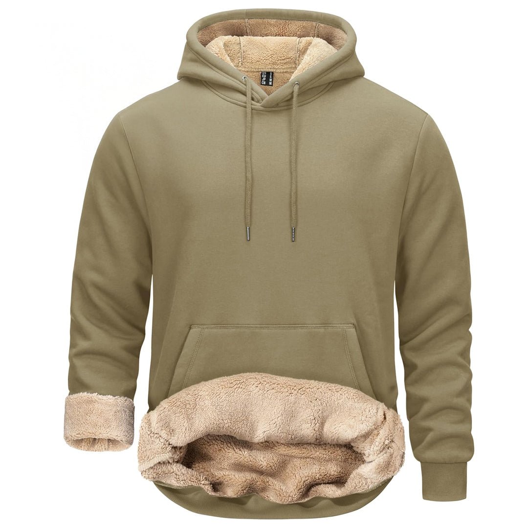 Men's sherpa lined fleece hoodie thick warm sweatshirt adjustable drawstring hood outdoor comfort