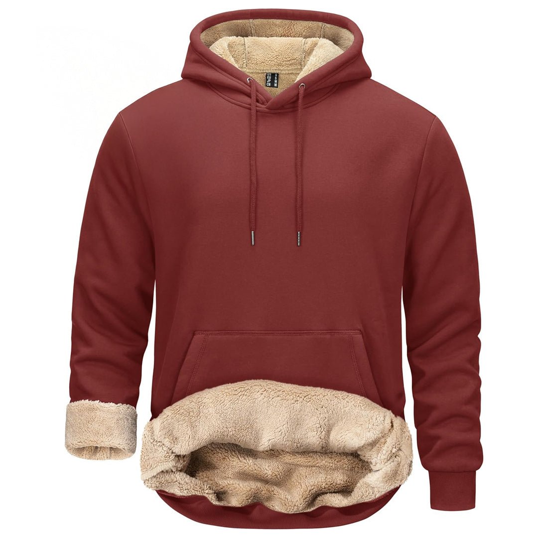 Men's sherpa lined fleece hoodie thick warm sweatshirt adjustable drawstring hood outdoor comfort