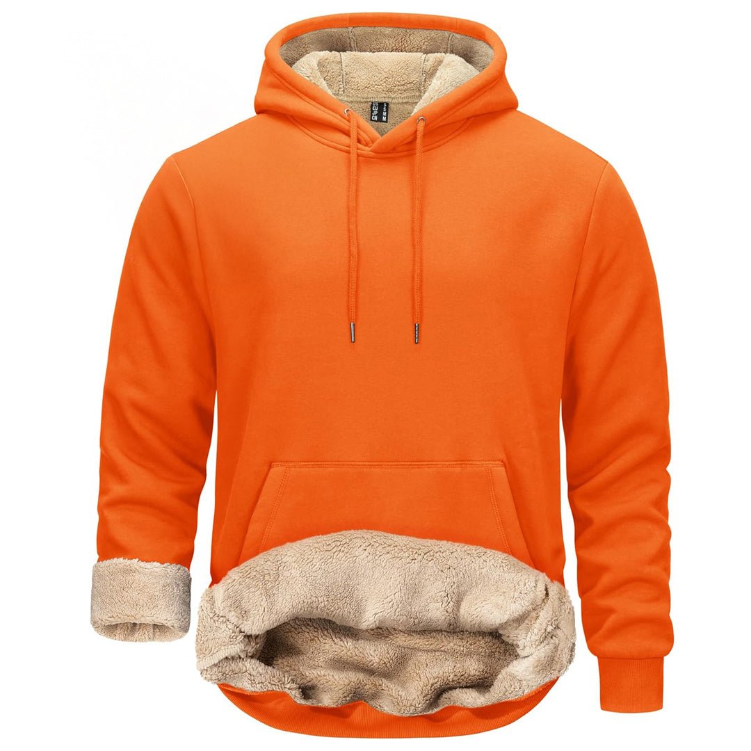 Men's sherpa lined fleece hoodie thick warm sweatshirt adjustable drawstring hood outdoor comfort