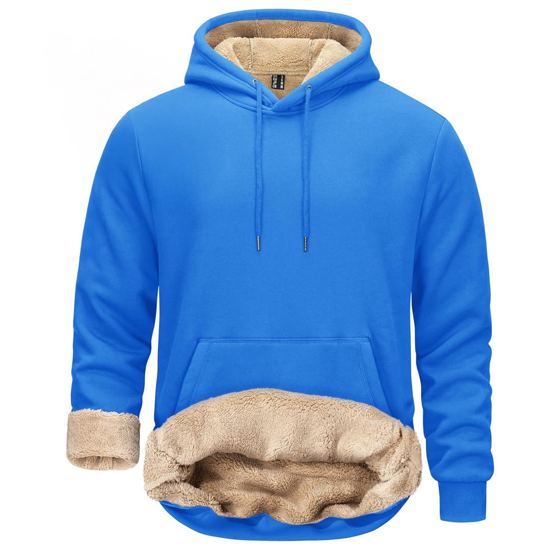 Men's sherpa lined fleece hoodie thick warm sweatshirt adjustable drawstring hood outdoor comfort