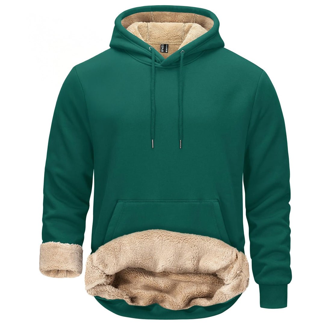 Men's sherpa lined fleece hoodie thick warm sweatshirt adjustable drawstring hood outdoor comfort