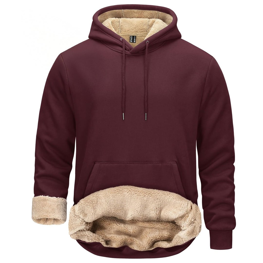 Men's sherpa lined fleece hoodie thick warm sweatshirt adjustable drawstring hood outdoor comfort