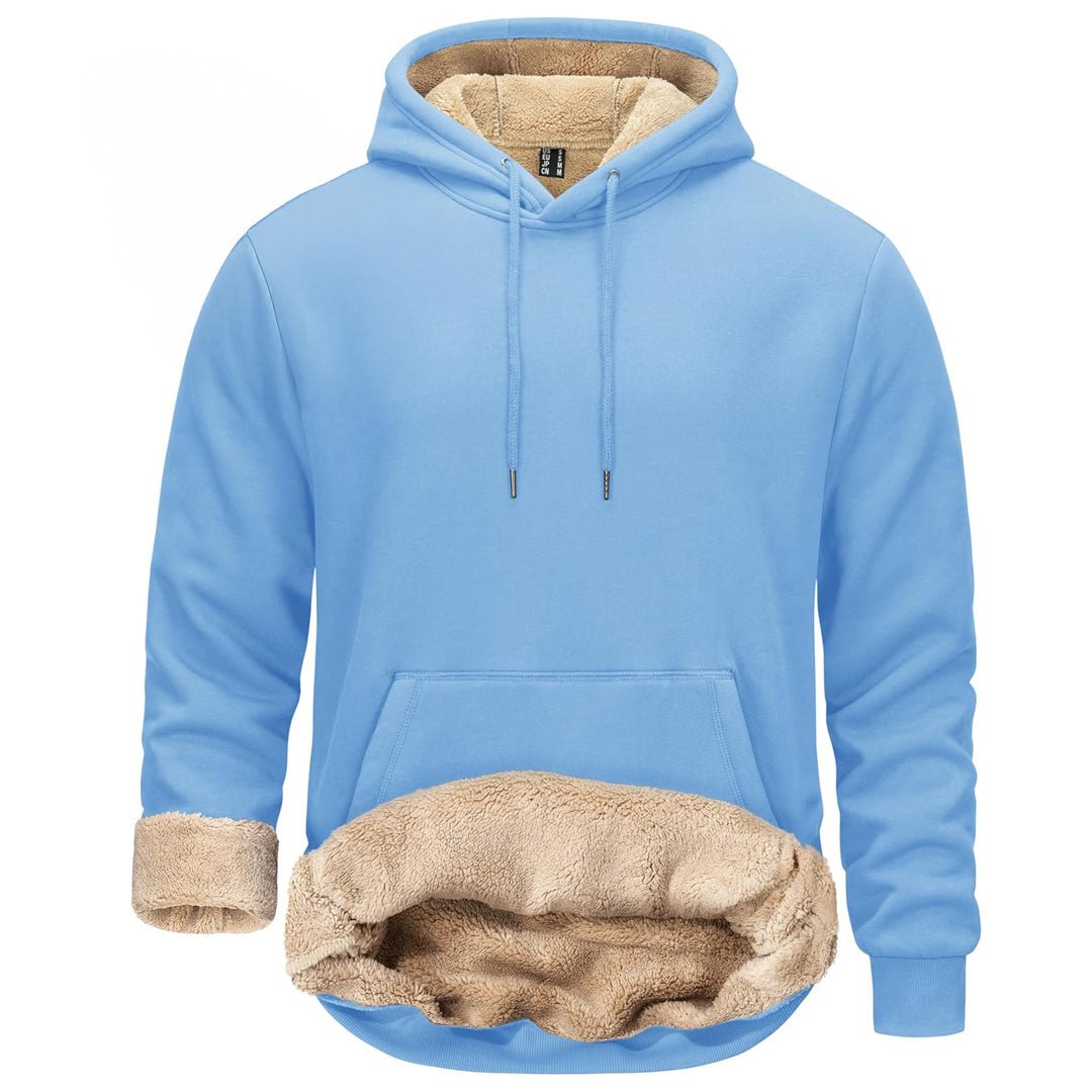 Men's sherpa lined fleece hoodie thick warm sweatshirt adjustable drawstring hood outdoor comfort