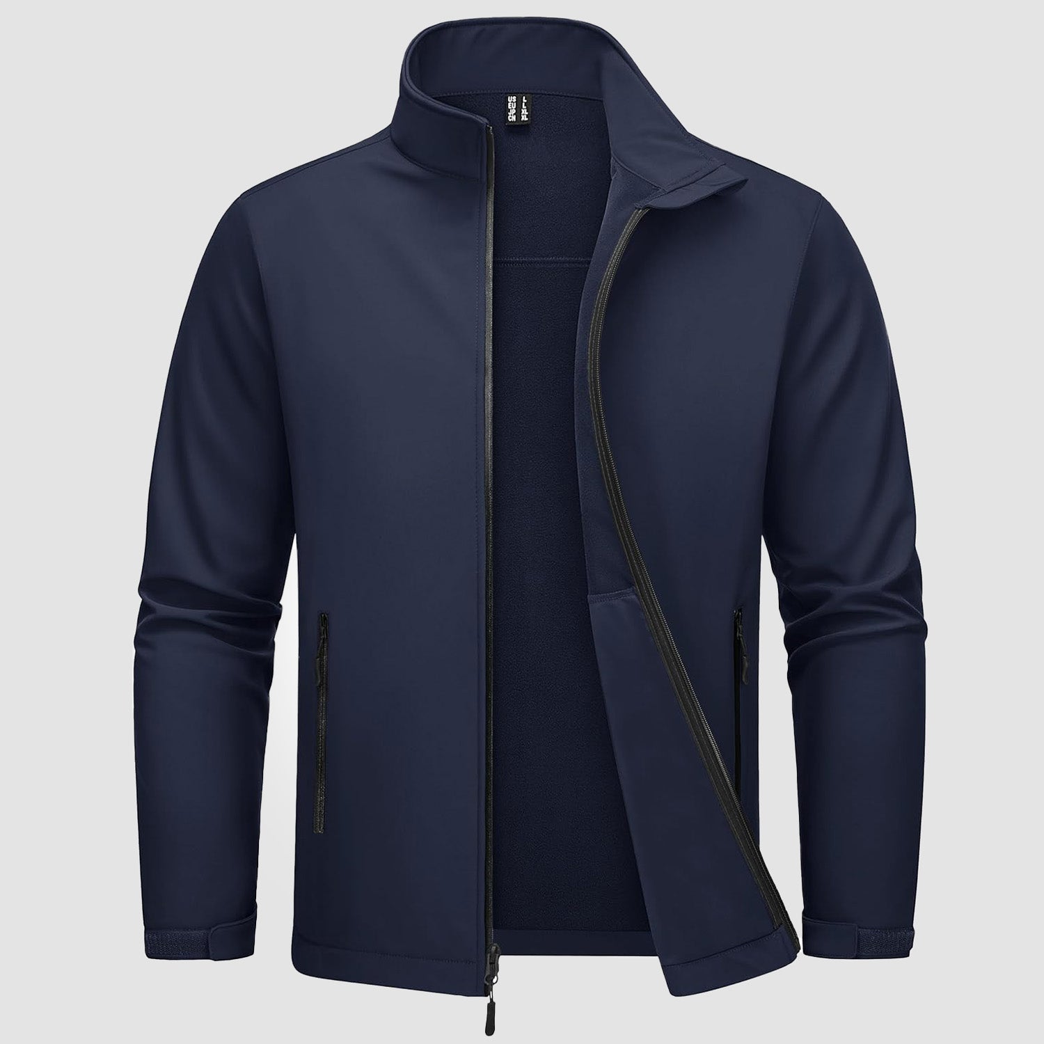 Men's fleece-lined softshell jacket waterproof windproof breathable outdoor coat with warm interior