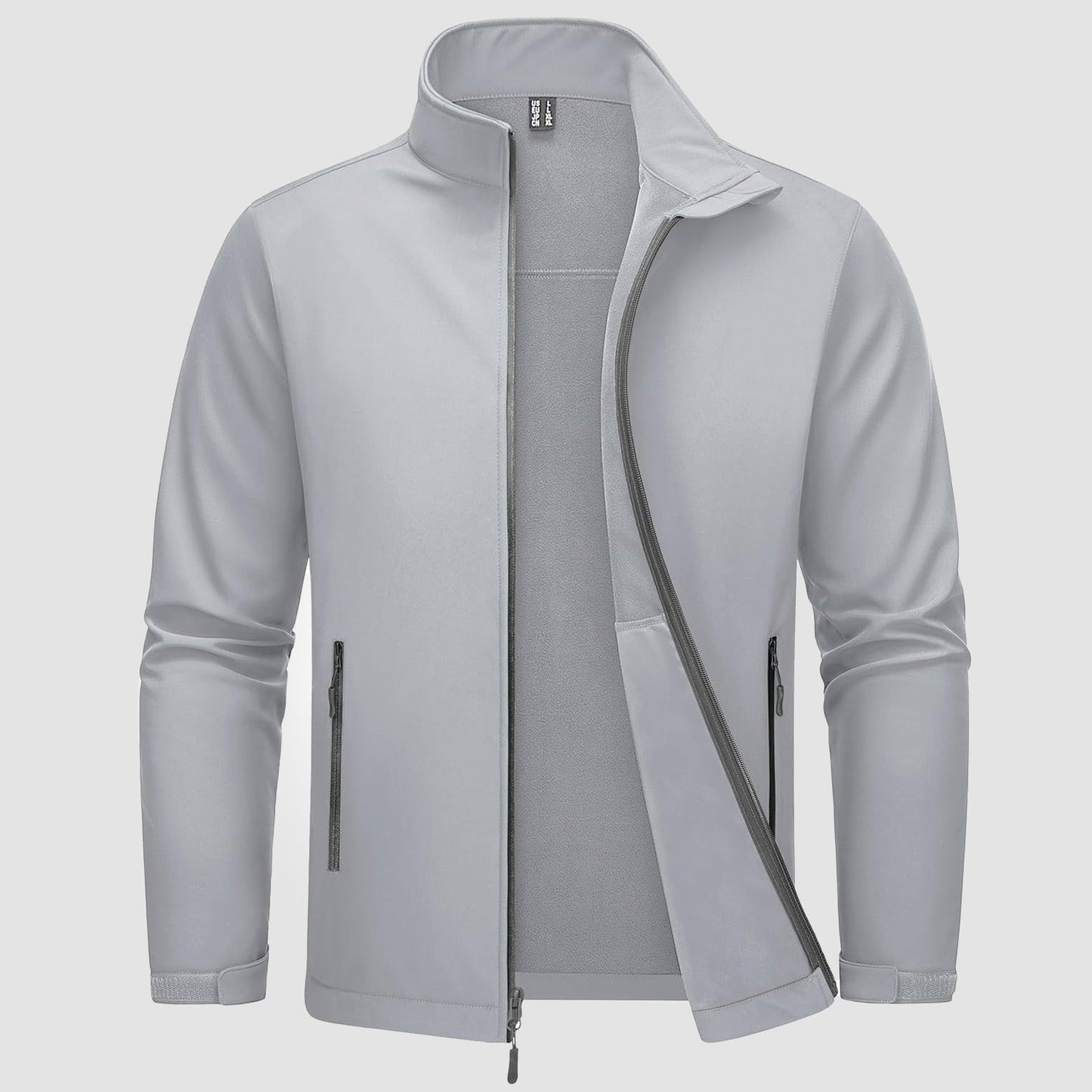 Men's fleece-lined softshell jacket waterproof windproof breathable outdoor zip-up coat