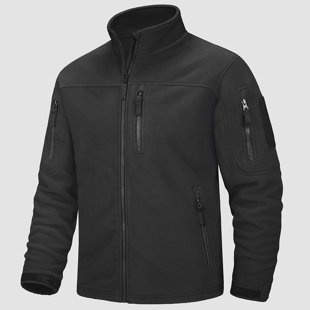 Men's windproof fleece tactical jacket olive stand collar military field coat warm lining