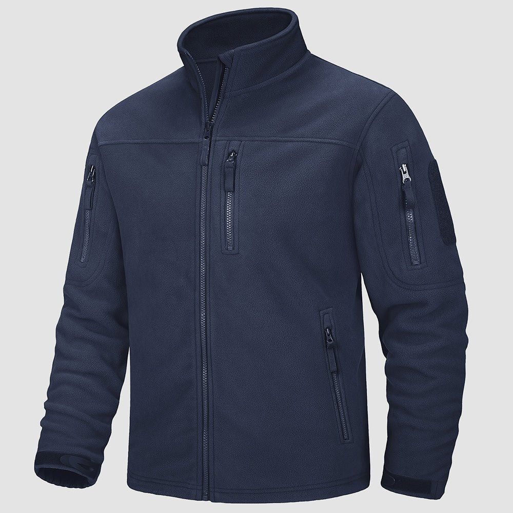 Men's windproof fleece tactical jacket olive stand collar military field coat warm lining