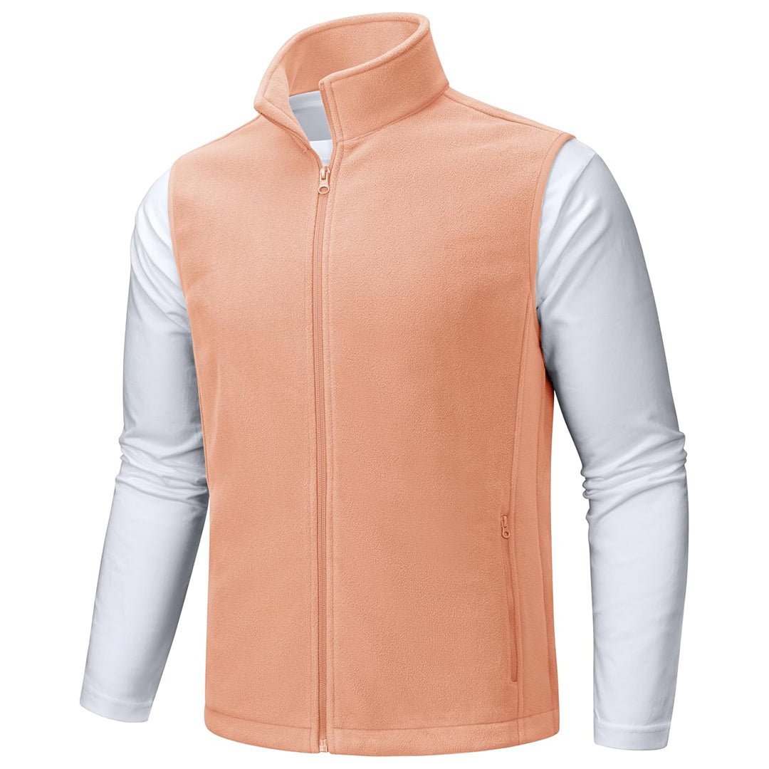 Men's sleeveless fleece hiking vest waterproof windproof outdoor jacket with nine utility pockets