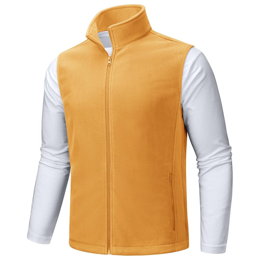 Men's sleeveless fleece vest hiking jacket waterproof windproof with nine pockets for outdoor cold weather