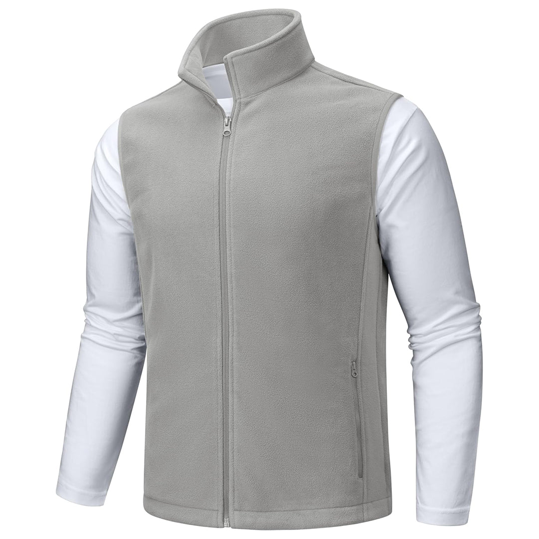 Men's sleeveless fleece hiking vest, waterproof windproof outdoor jacket with nine utility pockets