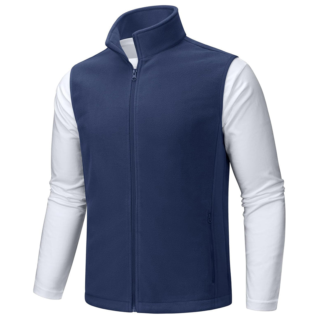 Men's sleeveless fleece vest hiking jacket waterproof windproof with nine pockets for outdoor cold weather