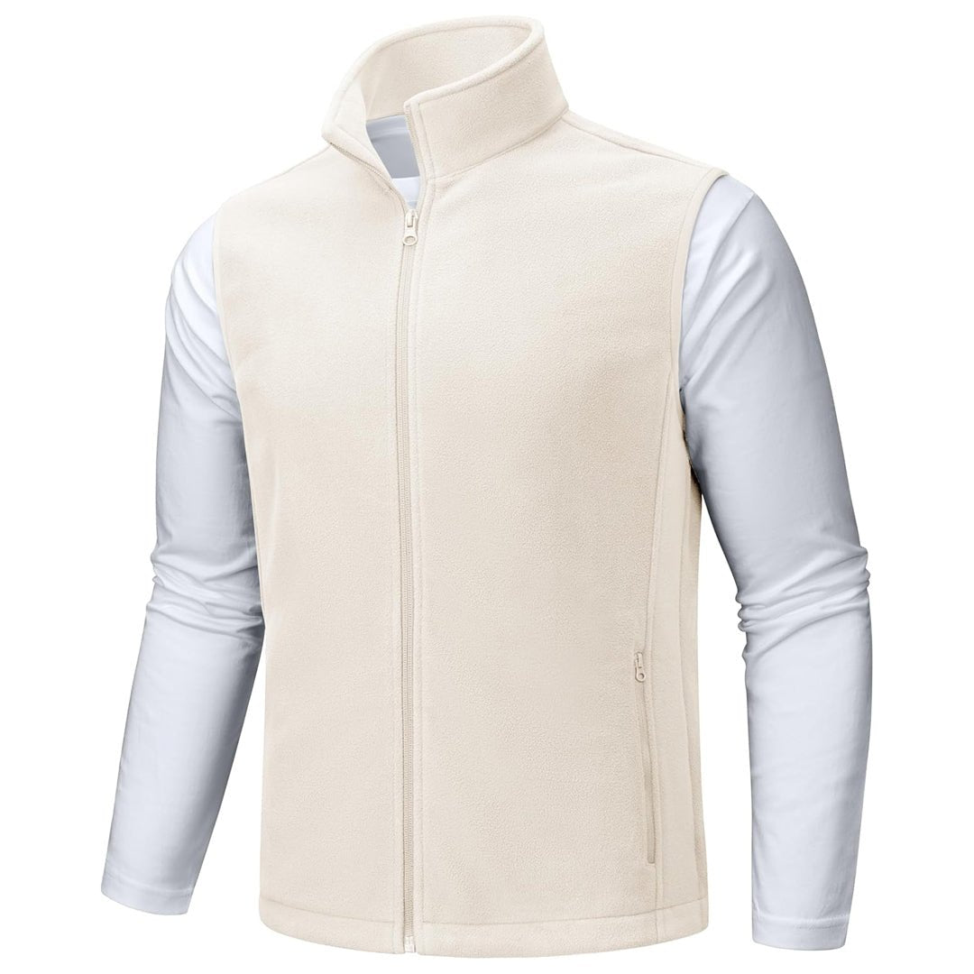 Men's sleeveless fleece hiking vest waterproof windproof jacket with nine pockets for outdoor adventures
