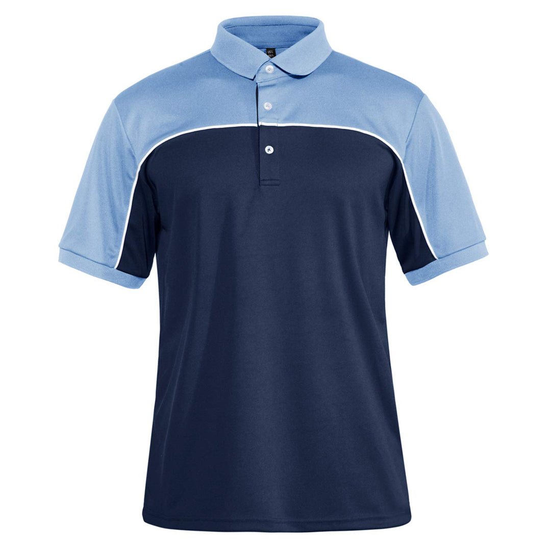 Men's golf polo shirt stand collar 3-button placket quick-dry lightweight breathable performance fit