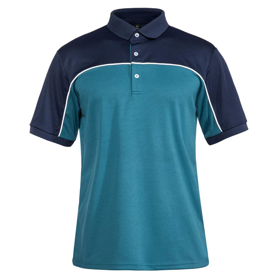 Men's golf polo shirt stand collar 3-button placket quick-dry lightweight breathable performance fit