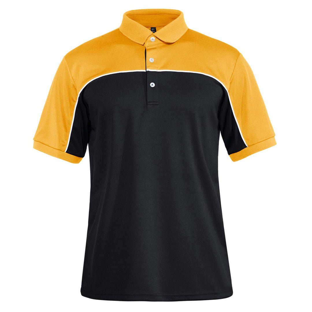 Men's golf polo shirt stand collar quick-dry lightweight breathable 3-button placket performance fit