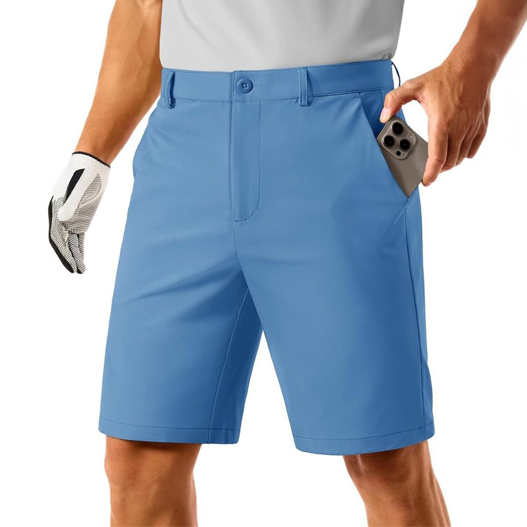 Men's lightweight golf shorts quick-dry stretch fabric 4-pocket flat-front moisture-wicking active fit
