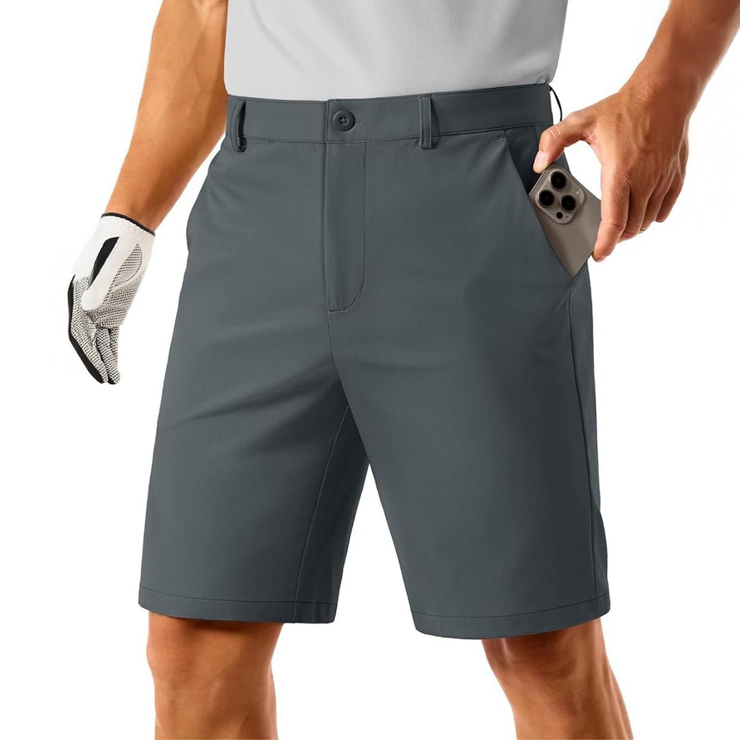 Men's lightweight golf shorts quick-dry stretch fabric 4-pocket flat-front moisture-wicking active wear