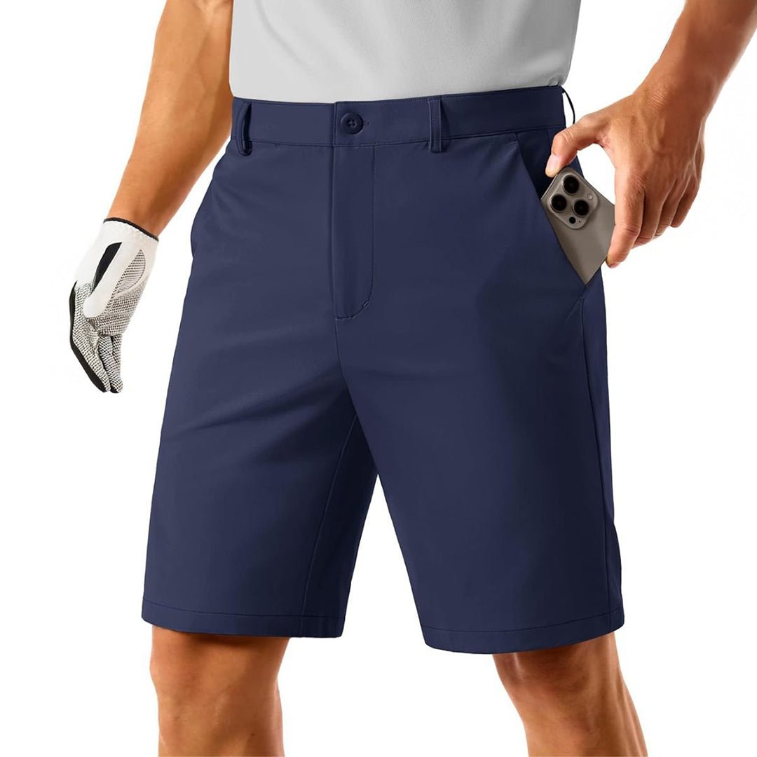 Men's golf shorts khaki quick-dry flat-front stretch fabric 4-pocket moisture-wicking lightweight active fit