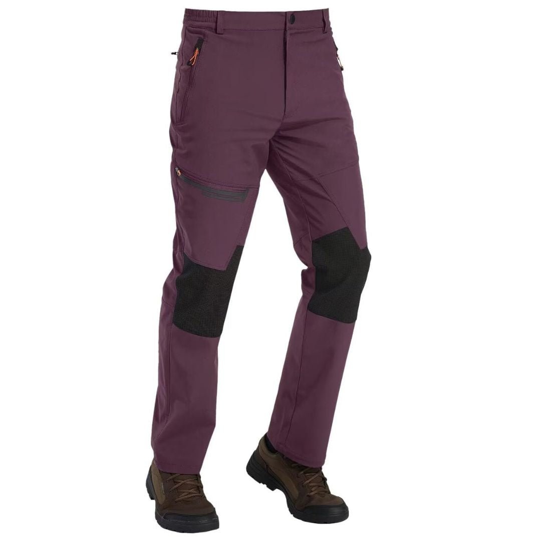 Men's fleece-lined windproof ski pants, water-resistant winter outdoor sports performance trousers