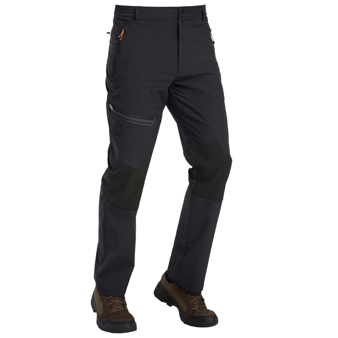 Men's fleece-lined windproof ski pants, water-resistant shell, slim athletic cut for winter sports