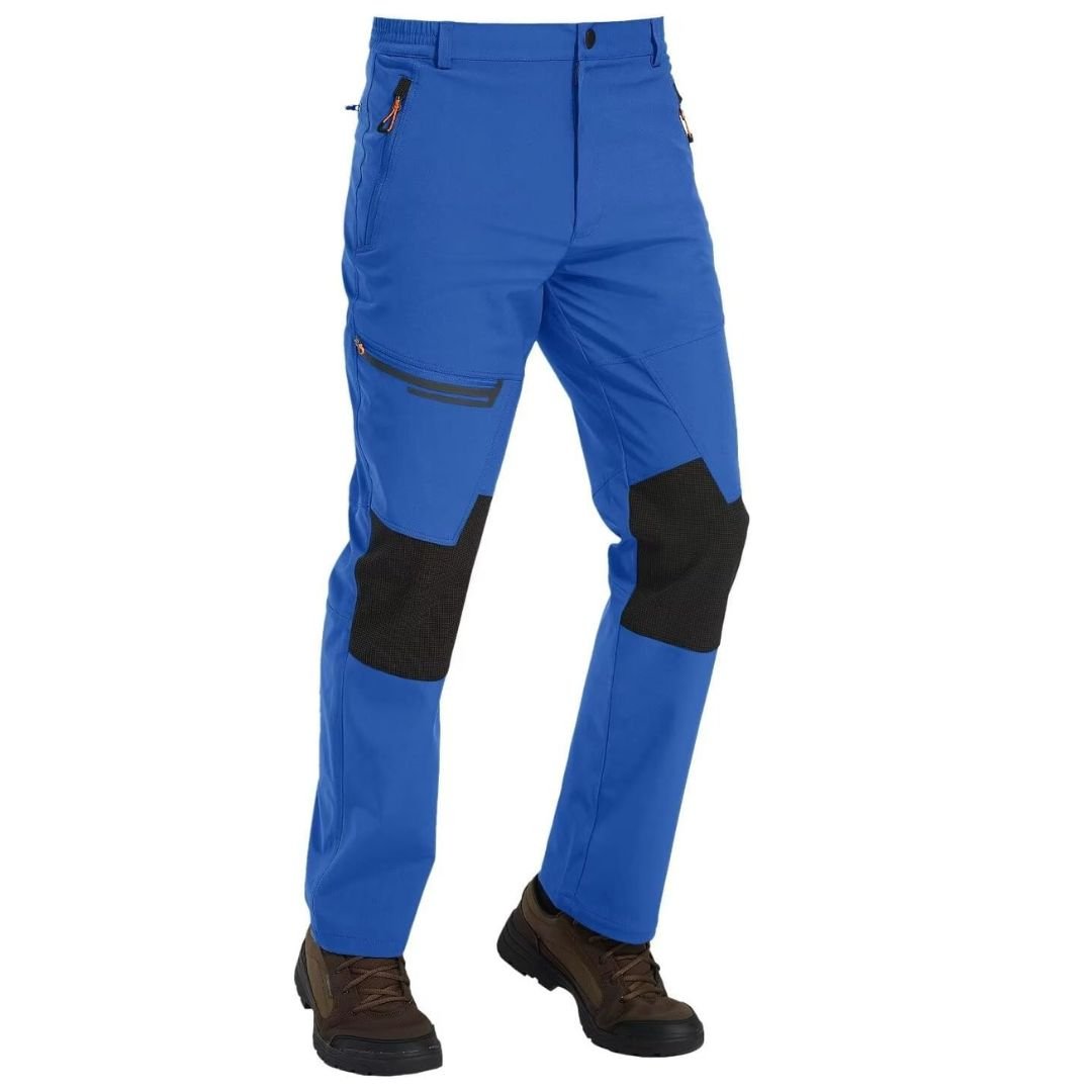Men's fleece-lined windproof ski pants, water-resistant winter outdoor sports performance trousers