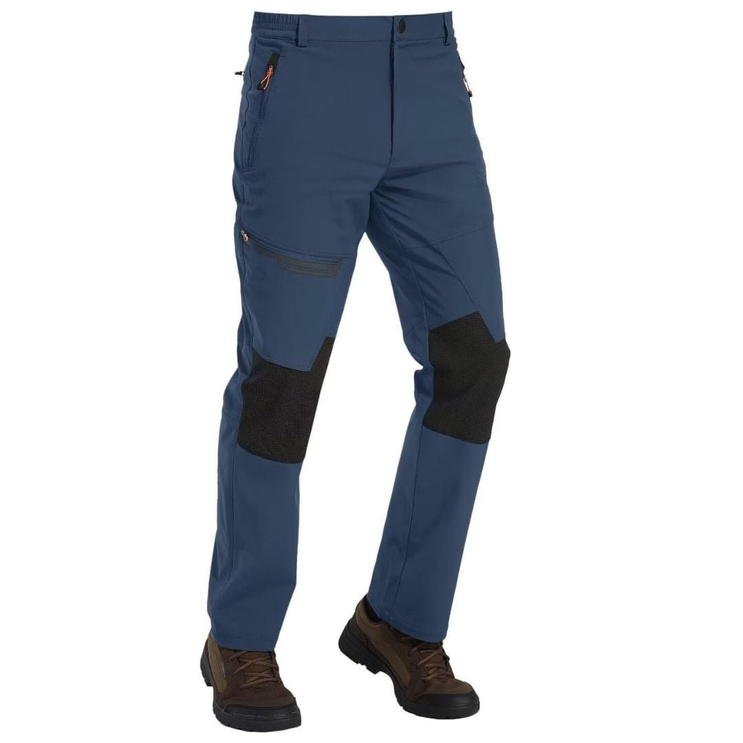 Men's fleece-lined windproof ski pants, water-resistant winter outdoor sports performance trousers