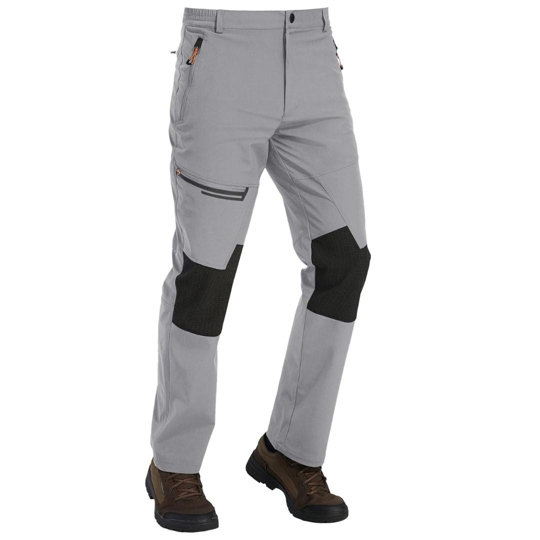 Men's fleece-lined windproof ski pants, water-resistant shell, slim athletic cut for winter sports