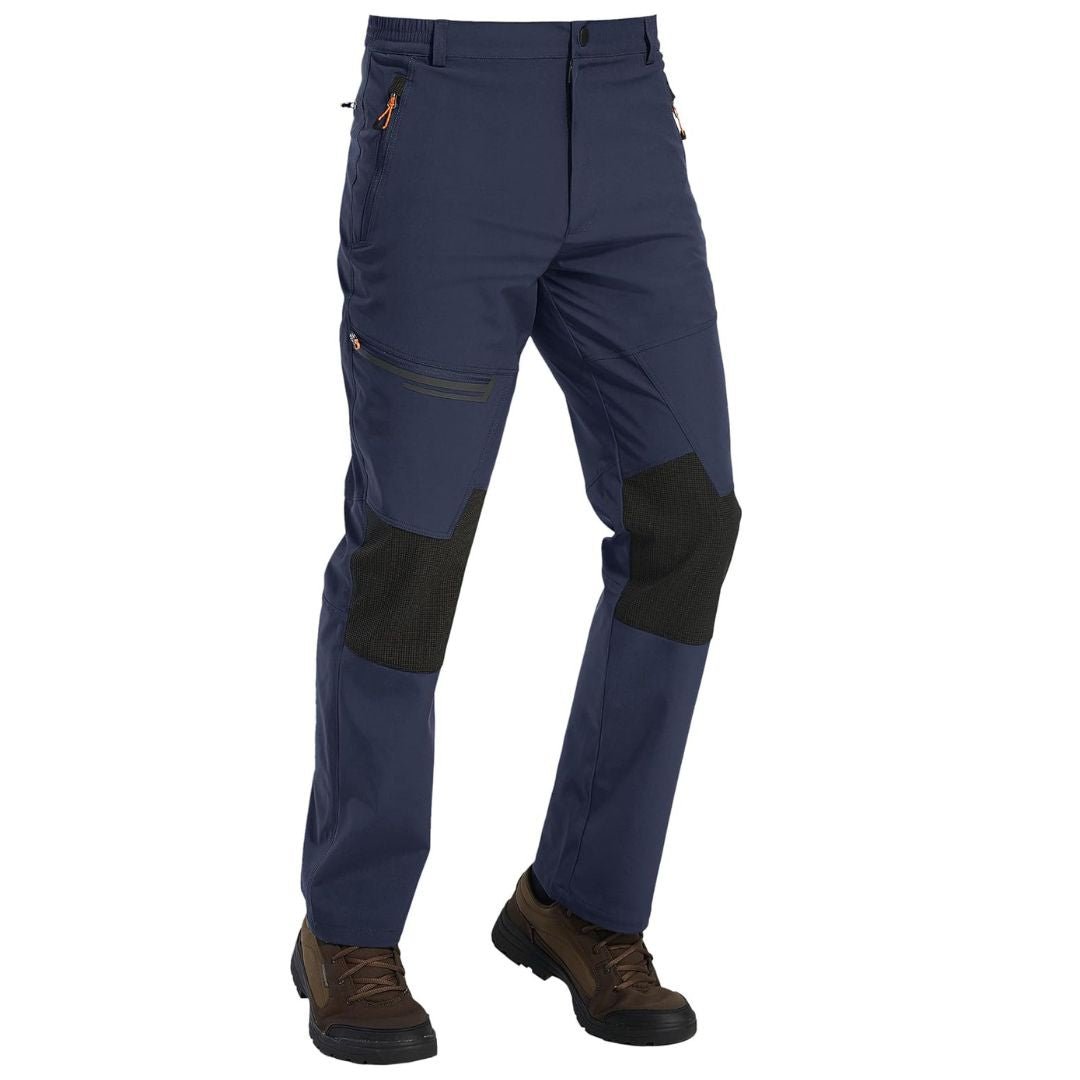Men's fleece-lined windproof ski pants, water-resistant shell for winter outdoor sports performance