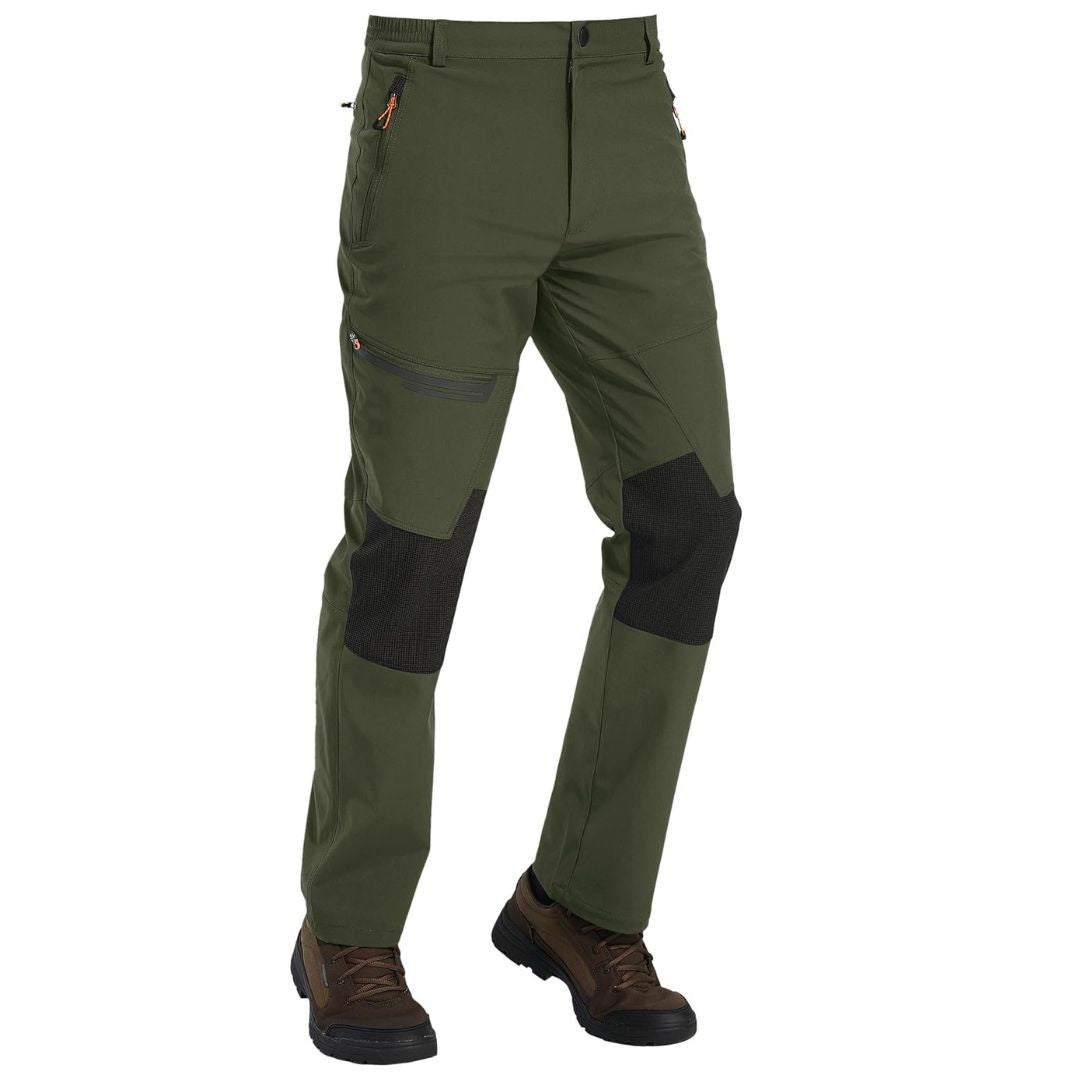 Men's fleece-lined windproof ski pants, water-resistant winter outdoor sports performance fit