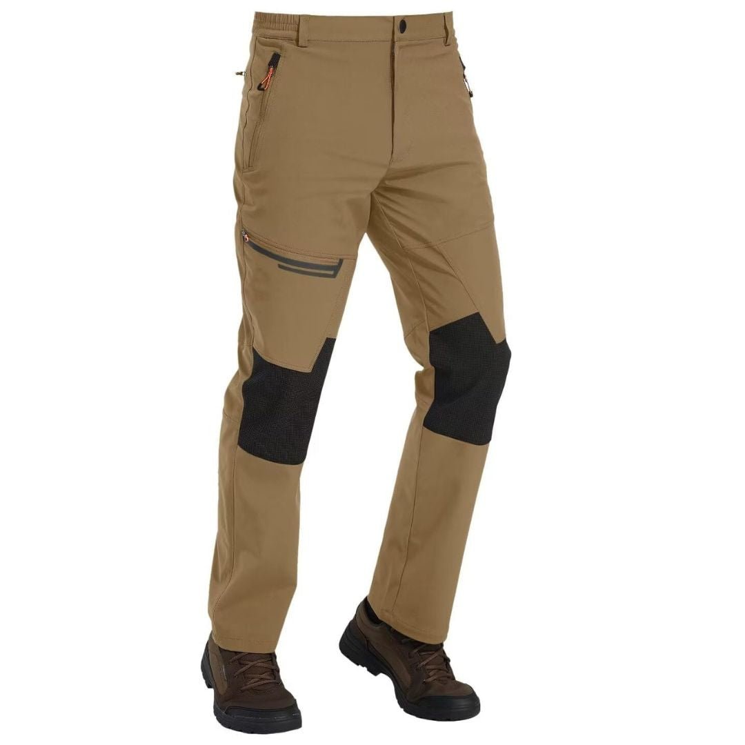 Men's fleece-lined windproof ski pants, water-resistant winter sports performance fit