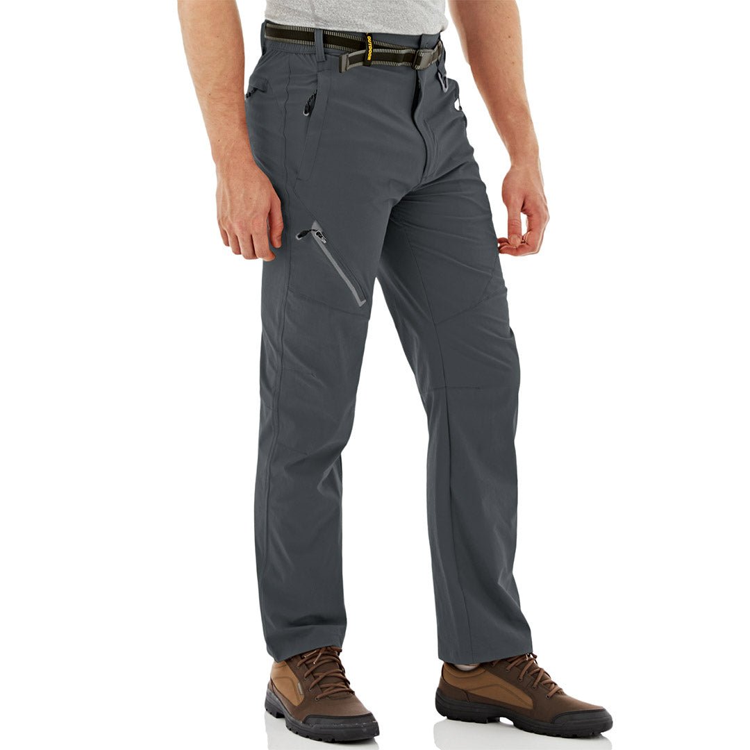 Men's lightweight ripstop hiking pants with UV protection, quick-dry breathable fabric, and water repellent finish