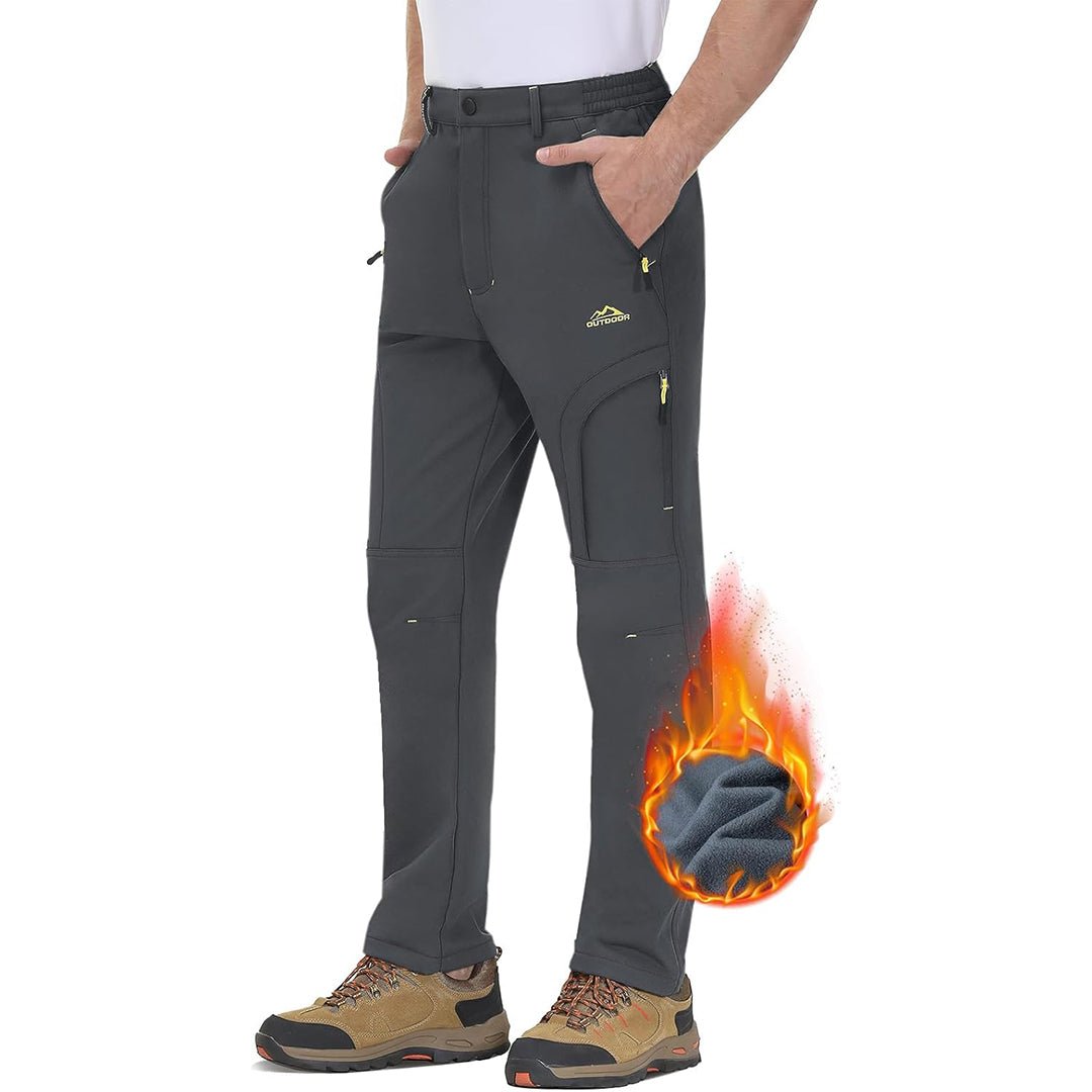 Men's fleece-lined waterproof hiking pants insulated windproof outdoor winter work adventure stretch fit